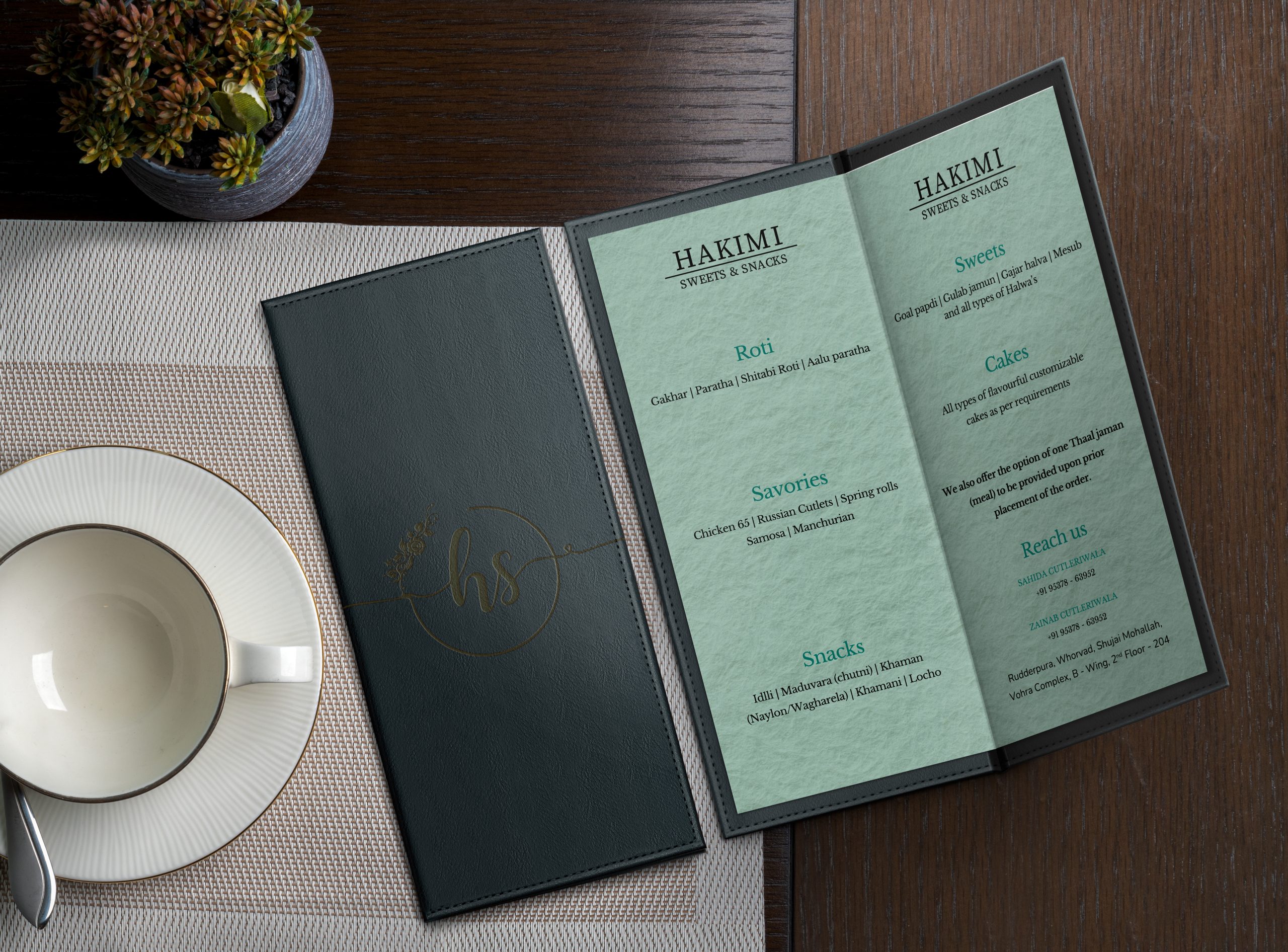 Hakimi Sweets Menu Card